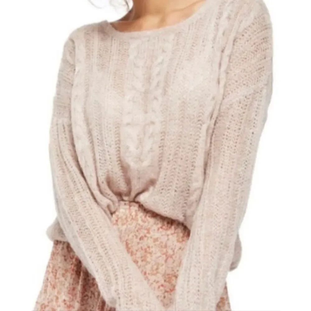 Free People Angel Soft Wool Blend Pullover Sweater in Frappuccino Combo/Blush Pi